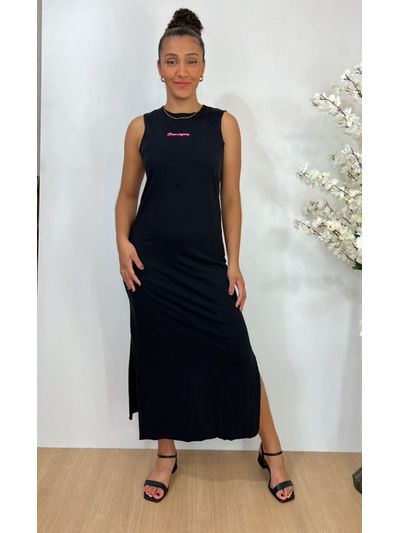 Vestido T-shirt Regata Midi Preto