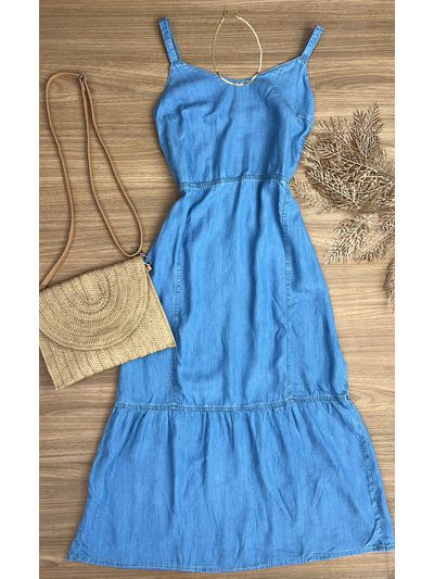 Vestido Midi Jeans Tencel 