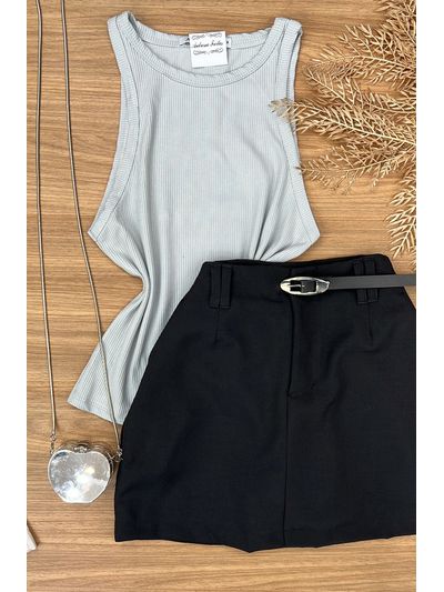 Blusa Regata Canelada Cinza