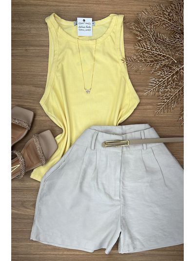 Blusa Regata Canelada Amarela
