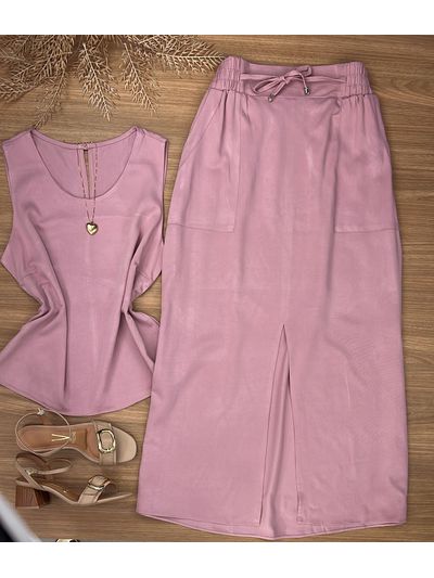 Conjunto Saia Midi Rosé