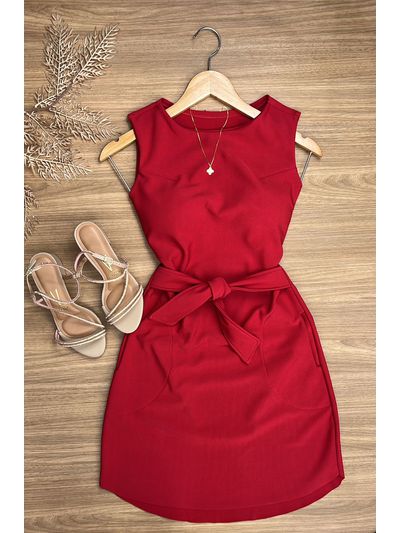 Vestido Curto Neoprene Vermelho