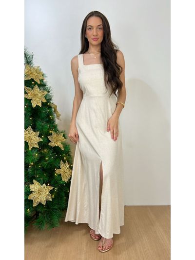 Vestido Longo Linho Cru