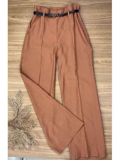 Calça Wide Leg Alfaiataria Terra Cota 