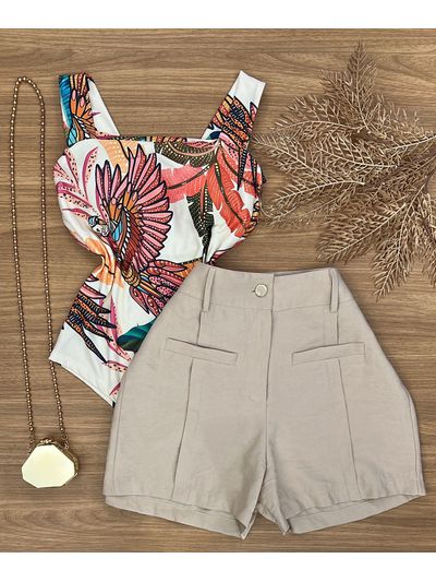 Short Alfaiataria Bege