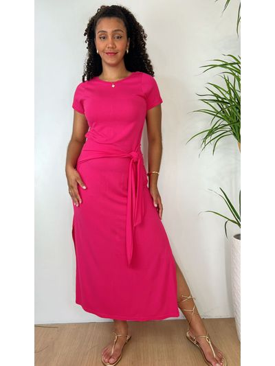 Vestido Malha com Amarração Pink 