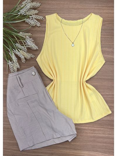 Blusa Canelada Regata Amarela