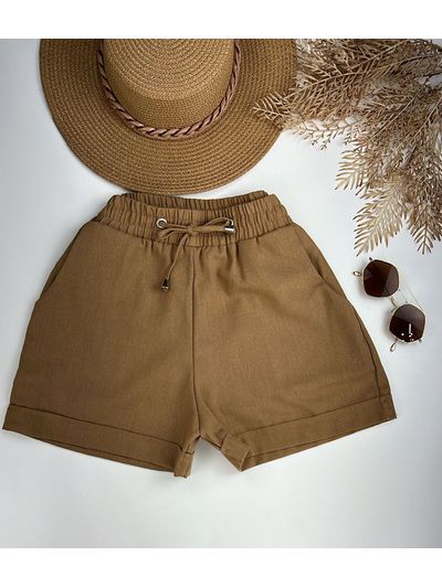 Short Boxer Linho Bege 