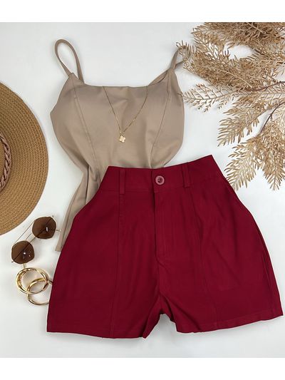 Short Alfaiataria Marrante Cereja