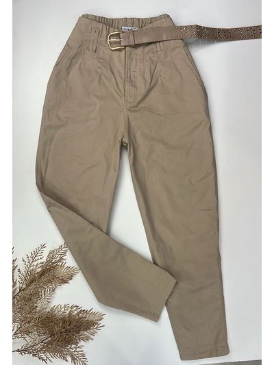 Calça Cenoura Bege com Cinto