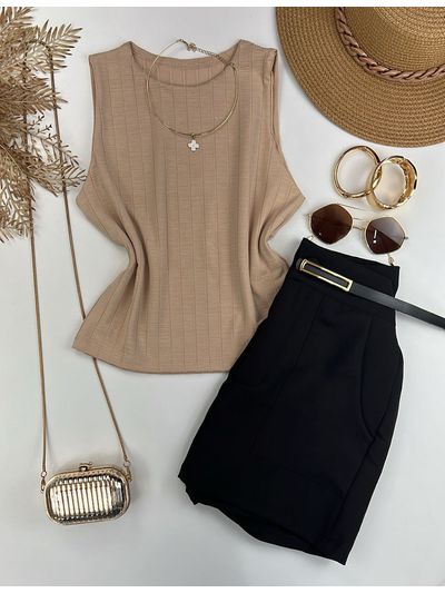 Blusa Canelada Bege