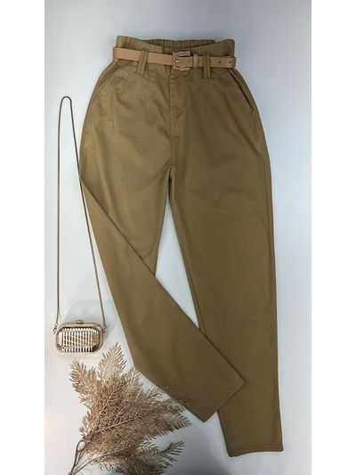 Calça Cenoura Com Cinto Encapado Terra Cota