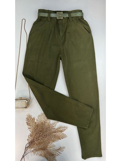 Calça Cenoura Com Cinto Encapado Terra Cota