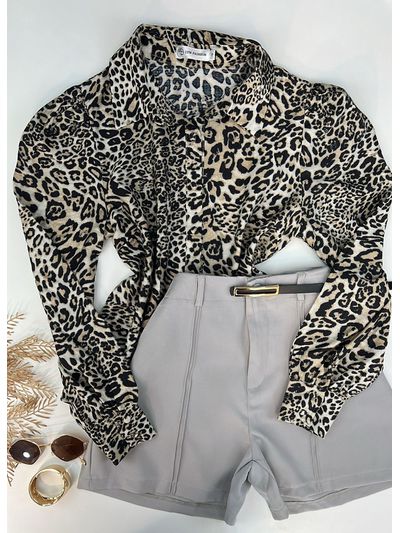 Camisa Animal Print Cinza