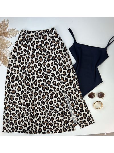 Saia Midi Animal print de Viscolinho