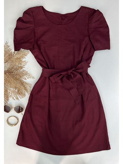 Vestido Curto Linho Cereja