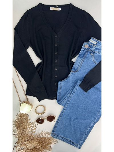 Cardigan Tricot Preto