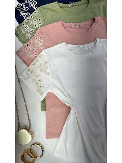 Blusa Manga Bordada Branca