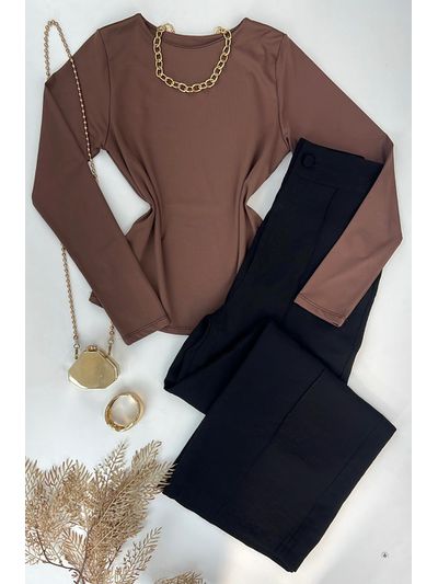 Calça Wide Leg Alfaiataria Preta