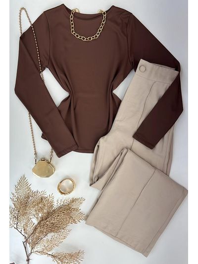 Calça Wide Leg Alfaiataria Creme