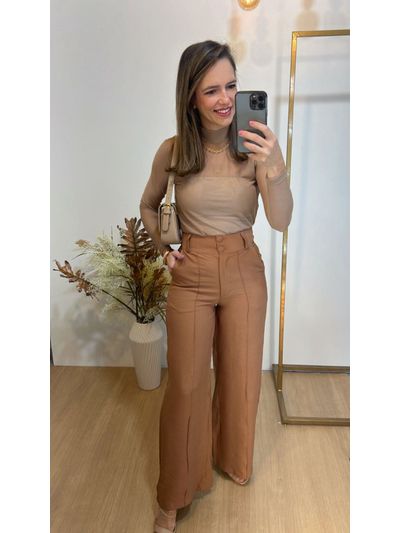 Calça Wide Leg Marrante Caramelo 