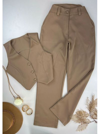 Conjunto Wide Leg Alfaiataria e Colete