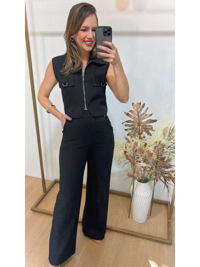 Conjunto Calça e Colete Alfaiataria Preto