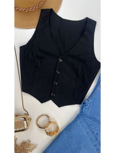 Colete Linho Preto 