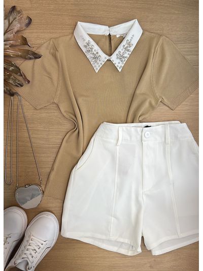 Blusa Gola Polo Com pedrarias 