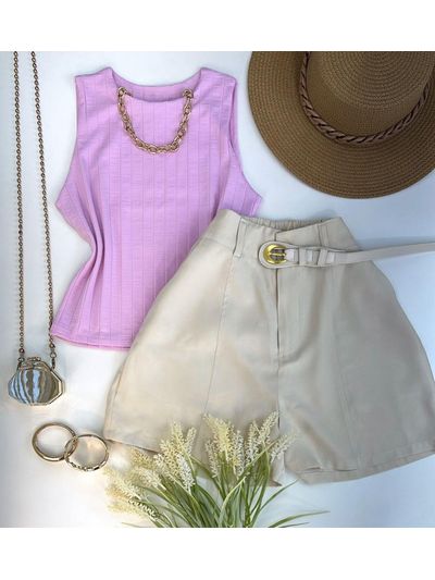Blusa Regata Canelada Rosa 