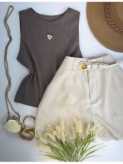 Blusa Regata Canelada Cappuccino