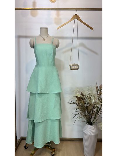 Vestido Midi Camadas Verde Menta 