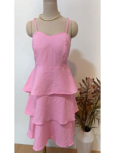 Vestido Curto Camadinhas Rosa Bebê 