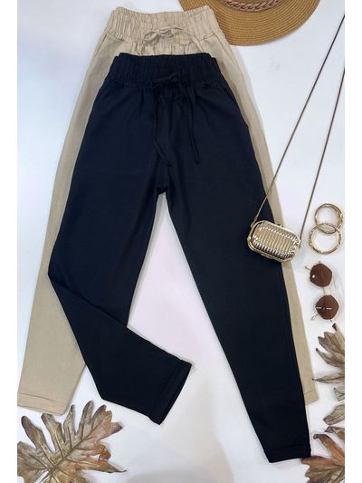 Calça Reta em linho Preto 