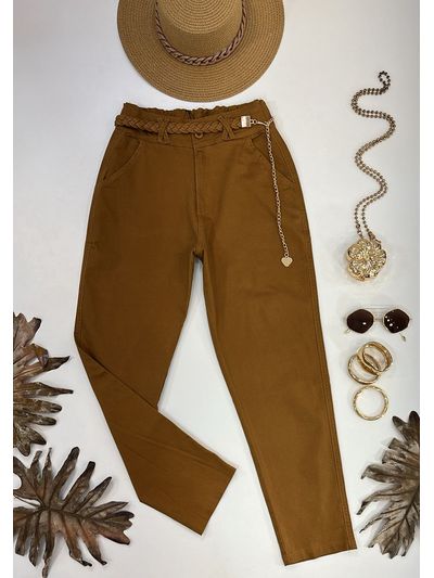 Calça Cenoura Corrente Coração Caramelo