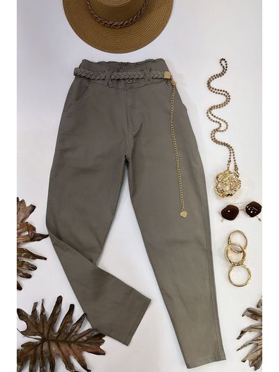 Calça Cenoura Corrente Coração Cinza