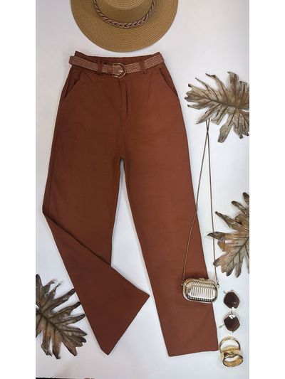 Calça Sarja Reta Terra Cota