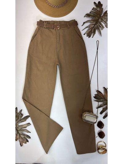 Calça Sarja Reta Marrom Claro 