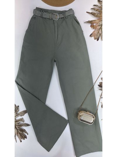 Calça Sarja Reta Cinza