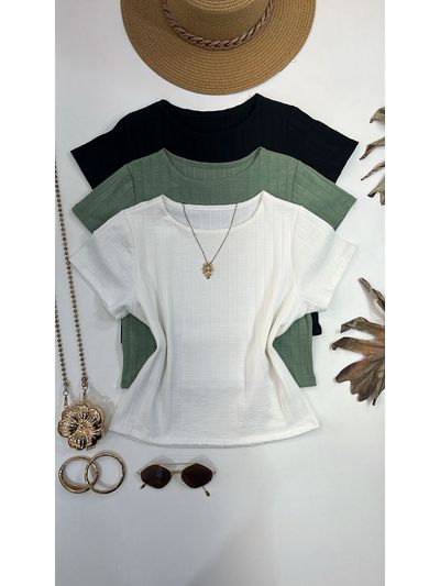 Blusa Canelada Alongada Preta