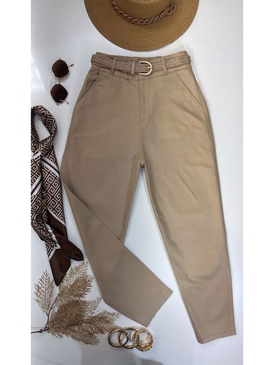 Calça Sarja Cenoura Aladim Bege