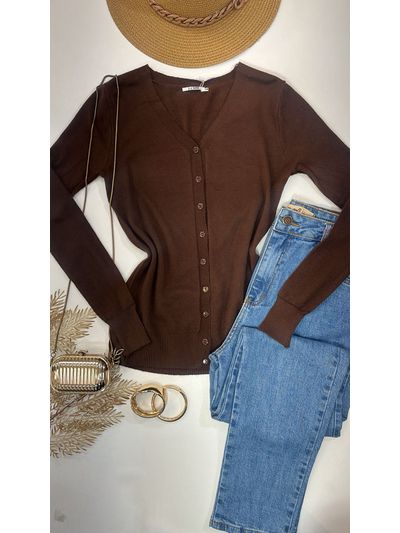 Cardigan Tricot Marrom