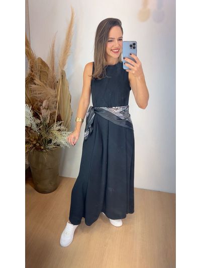 Vestido Em Malha Longo Preto 