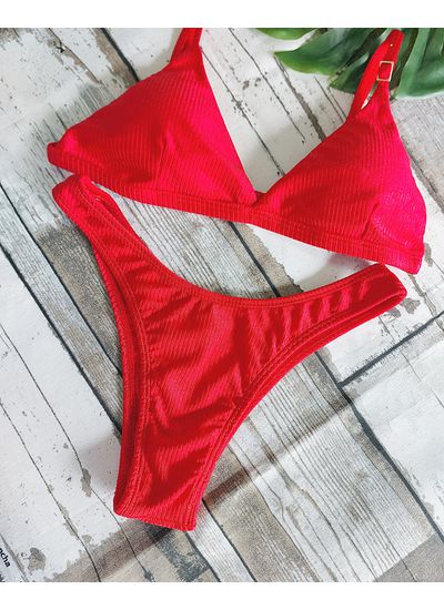 Biquini Asa Delta Vermelho Canelado 487 - Use Amazona