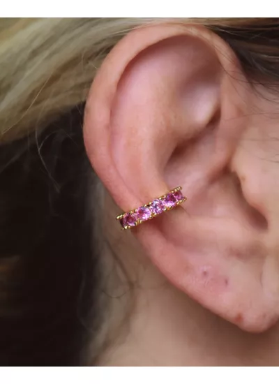 Piercing Safira Rosa no banho de Ouro 18k - pin148... - Dillu Jóias