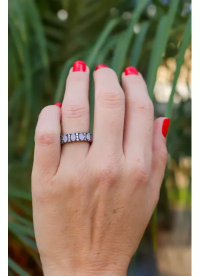 Anel Cristal Cravejado com Micro Zircônia no Banho... - Dillu Jóias