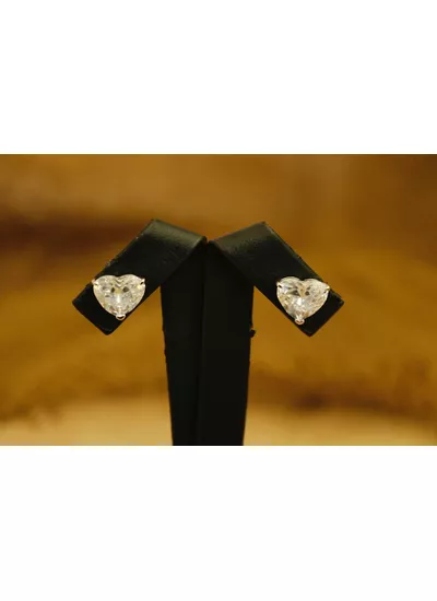 Brinco Coração Cristal em Banho de Ródio Branco. -... - Dillu Jóias