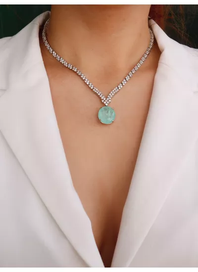 Colar Luxo Maleável na Pedra Fusion Esmeralda Colo... - Dillu Jóias