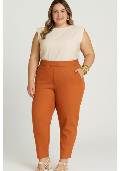 CALÇA LINHO PLUS - 5416.TELHA - RUDÉLY LOJA