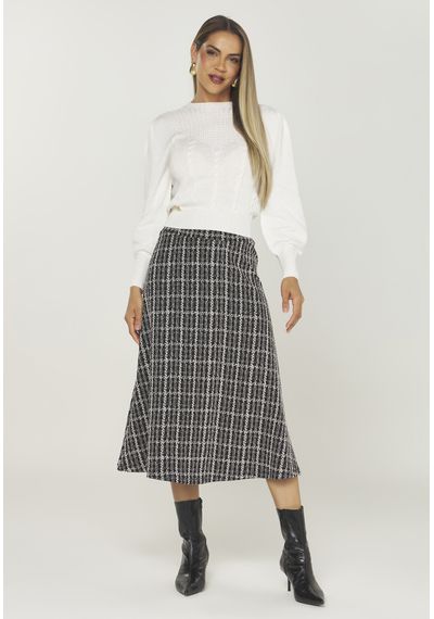 SAIA MIDI EVASÊ JACQUARD - 2708.PRETO - RUDÉLY LOJA